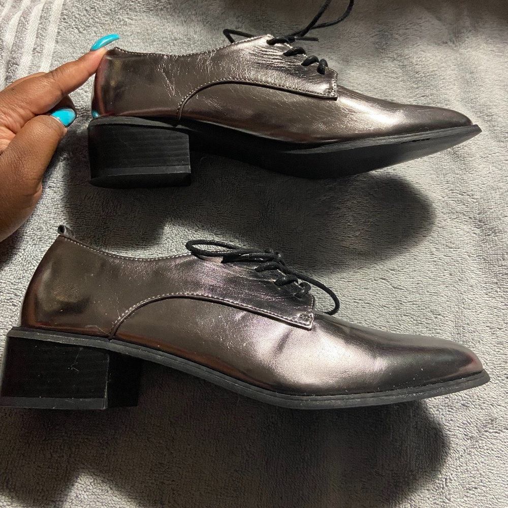 Grey Metallic Dress Shoes